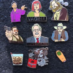 9 Big Lebowski Pins.The Dude, Caucasian, Jesus,Donny, Vagina,Stranger,Toe