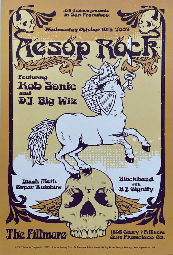 Aesop Rock Concert Poster San Francisco 2007 F-895 The Fillmore