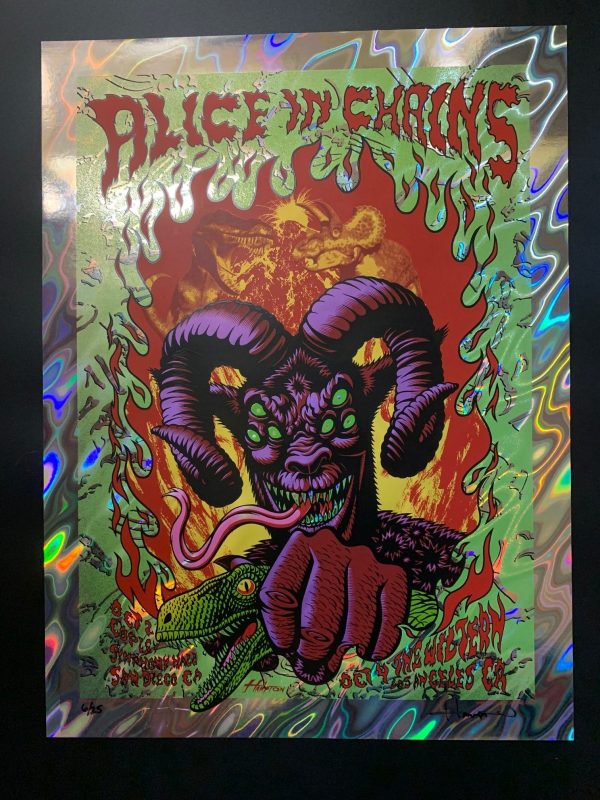 Alice In Chains Concert Poster 2016 Justin Hampton Green Foil Variant