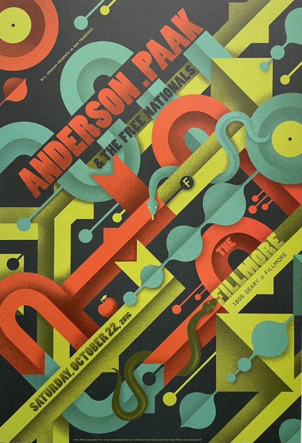 Anderson Paak Concert Poster at the Fillmore San Francisco CA 2016 F-1438