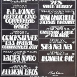Black Sabbath B.B. King Allman Brothers Band Winterland Concert Menu Poster 1972 Randy Tuten Signed