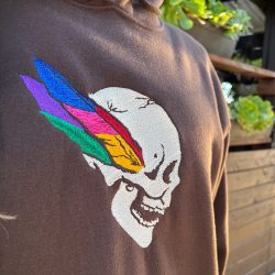 Flying Skull Grateful Mocha Hoodie