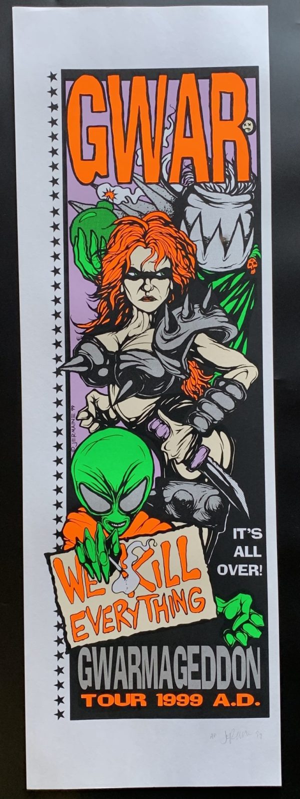 Gwar Concert Poster GWARmageddon Tour 1999 Artist Proof orange variant Jermaine Rogers