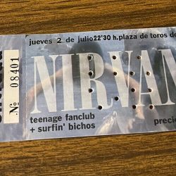 NIRVANA RARE UNUSED CONCERT TICKET NEVERMIND TOUR VALENCIA, SPAIN 07/02/1992