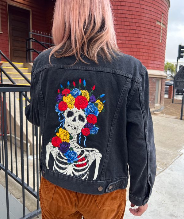 Rainwater Skeleton & Roses Levi's Rinsed Denim Jacket