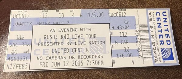 RUSH RARE UNUSED R40 CONCERT TICKET CHICAGO, IL 06/12/2015