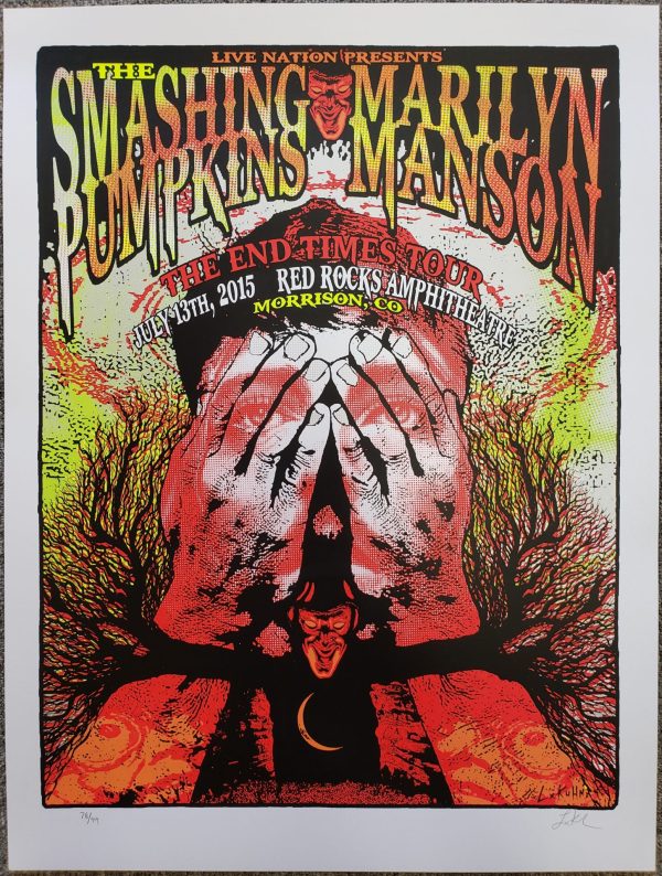 Smashing Pumpkins Marilyn Manson Concert Poster Red Rocks 2015