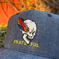 Sold Out. Flying Skull Crosshatch Chambray