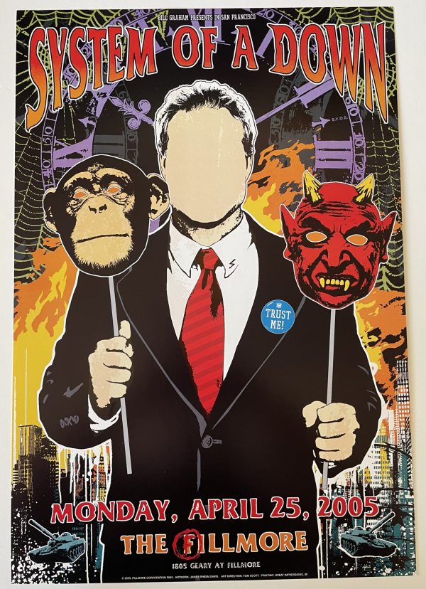 System Of A Down Concert Poster San Francisco 2005 F-685 The Fillmore