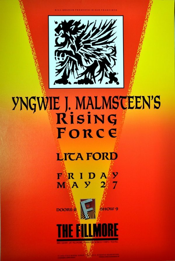 Yngwie Malmsteen Concert Poster 1988 F-22 Fillmore