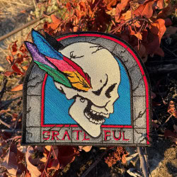 '1 Left. Feathered Skull Grateful Embroidery