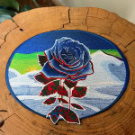 Ice Blue Rose Embroidered Patch