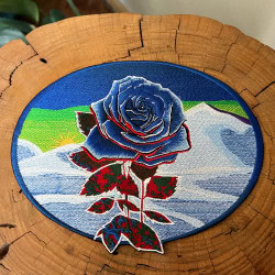 Ice Blue Rose Embroidered Patch