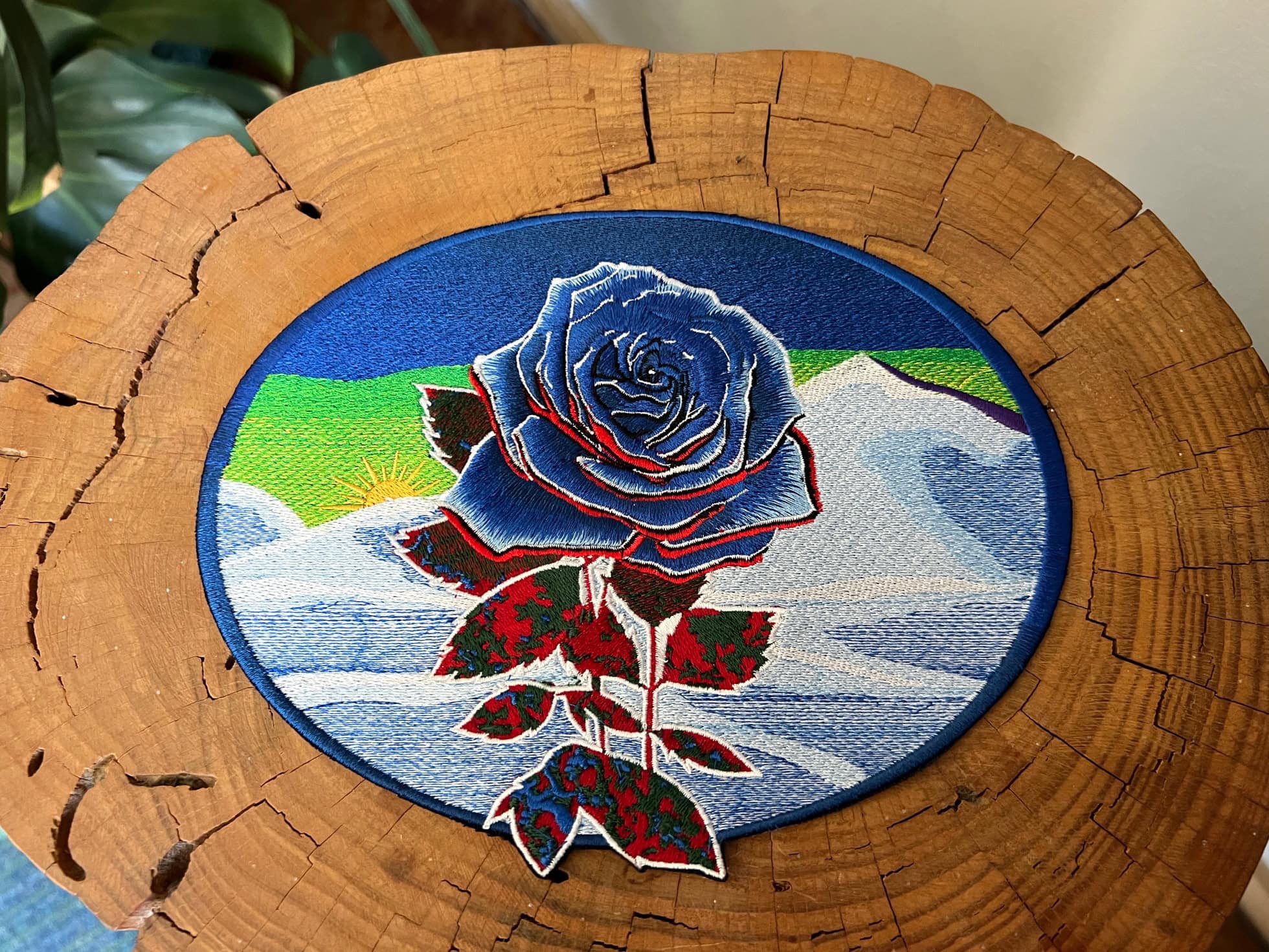 Ice Blue Rose Embroidered Patch