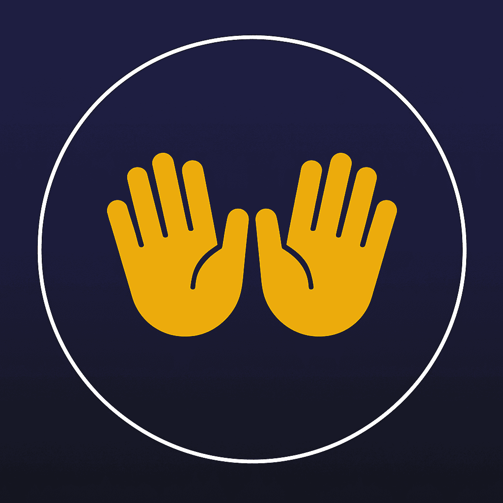 High five hands emblem for fan recognition and team spirit, Hall of Fans logo symbol, sports community appreciation icon.