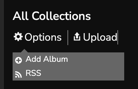 All Collections menu with Add Album