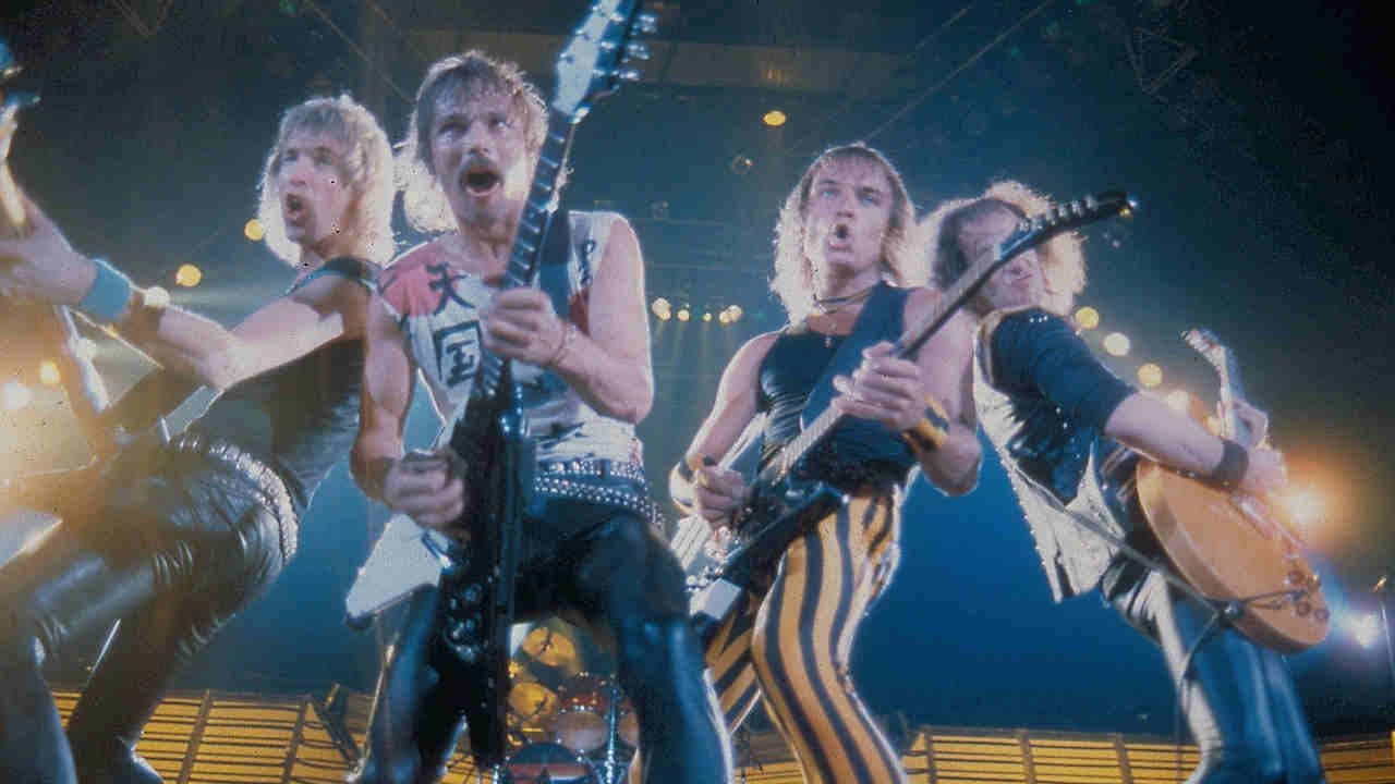 Scorpions performing onstage in 1985