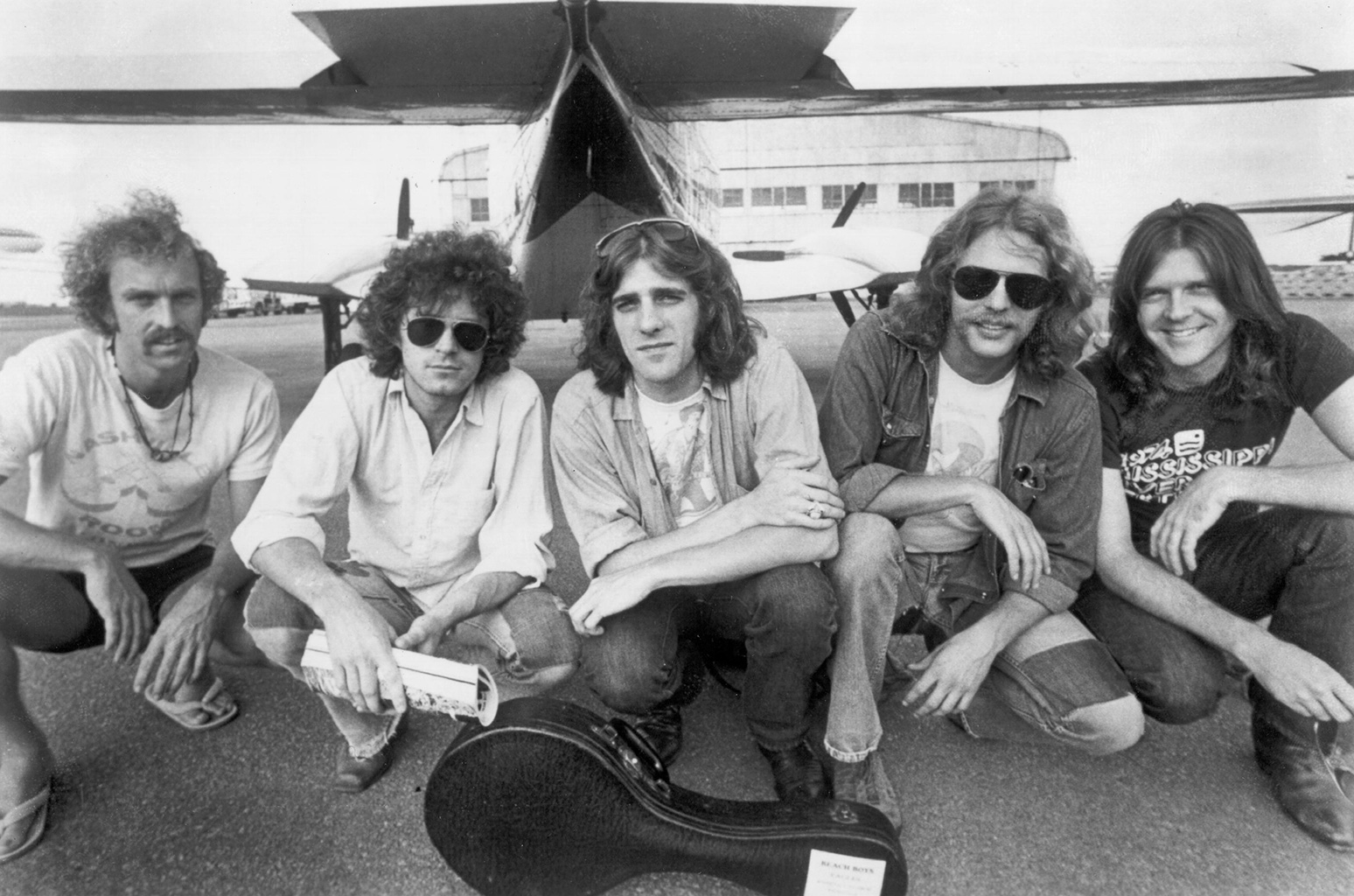 Bernie Leadon, Don Henley, Glenn Frey, Don Felder and Randy Meisner of the Eagles pose for a portrait in 1976.
