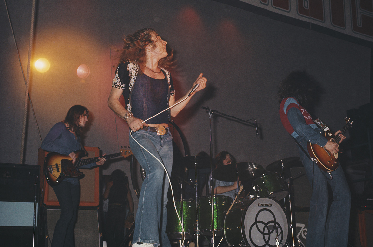 John Paul Jones, Robert Plant, John Bonham and Jimmy Page of Led Zeppelin perform at the Empire Pool on Nov. 23, 1971 in Wembley.