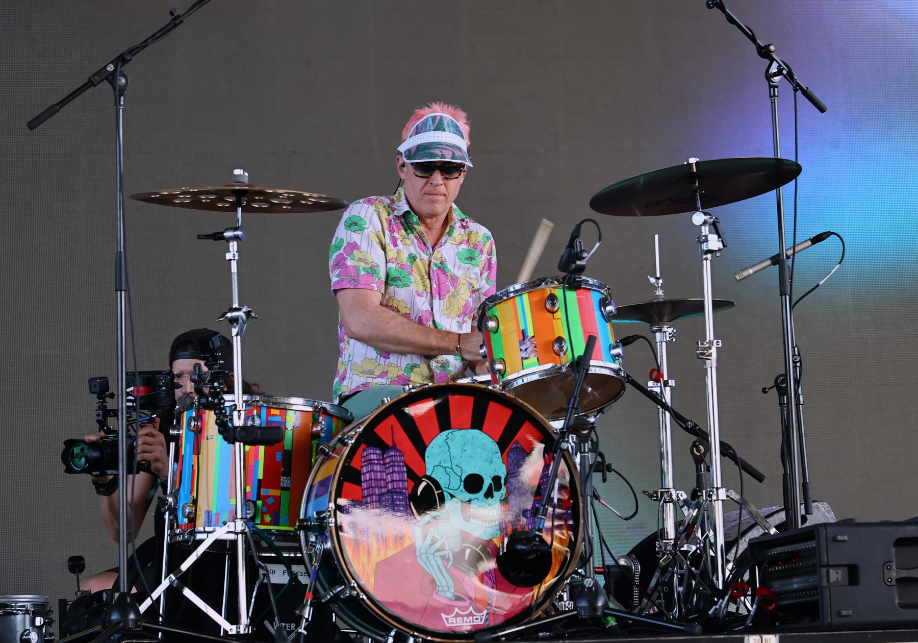 Josh Freese performs with 100 Gecs on the Sahara stage during the 2022 Coachella Valley Music And Arts Festival on April 23, 2022 in Indio, California. (Photo by Theo Wargo/Getty Images for Coachella)