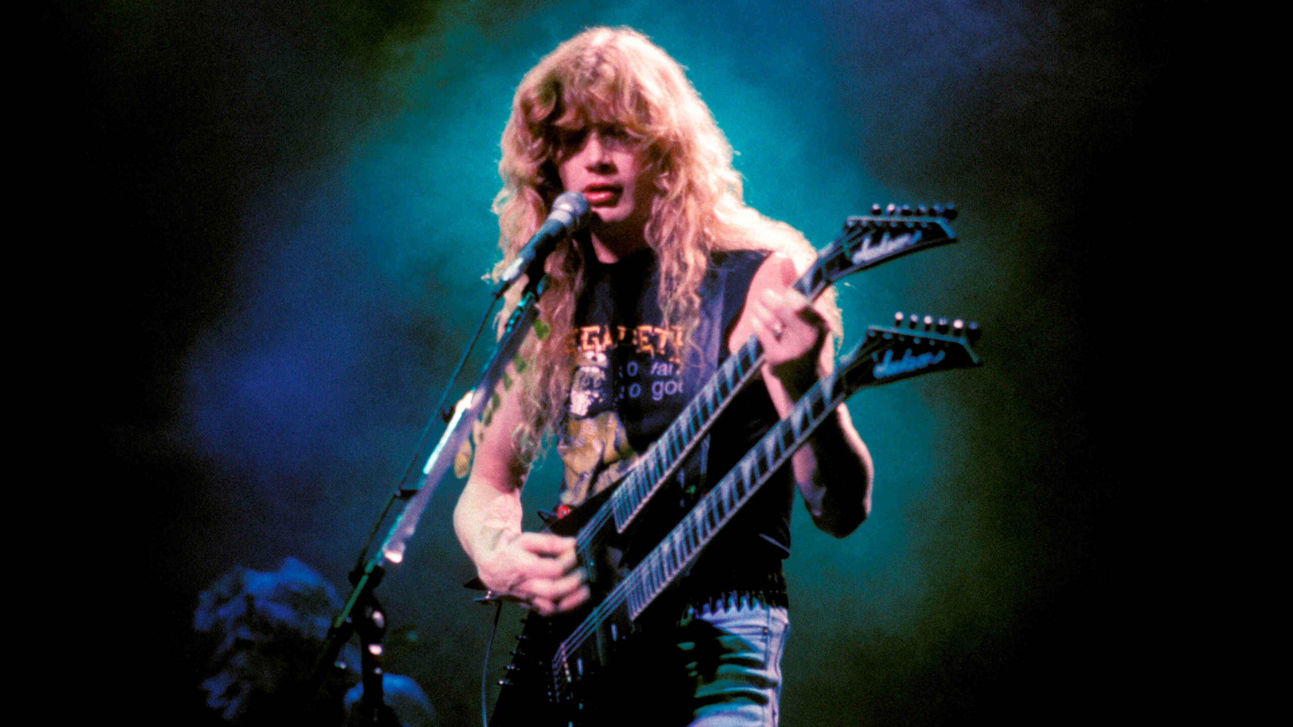 Megadeth&amp;rsquo;s Dave Mustaine performing onstage in 1989