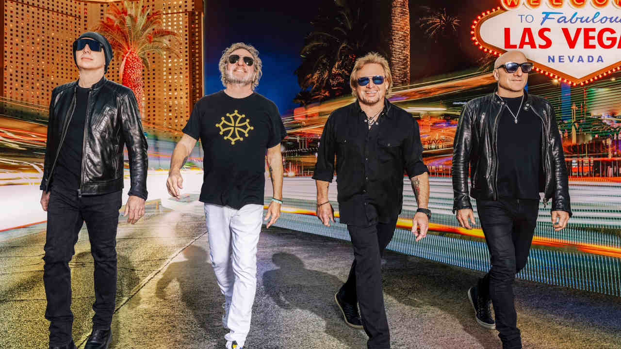 Sammy Hagar &amp;amp; The Best Of Both Worlds Band posing for a photograph on the Las Vegas strip