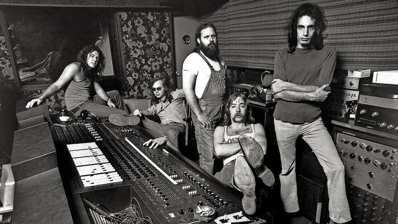 1973: (L-R) Jim Hodder, Walter Becker, Denny Dias, Jeff "Skunk" Baxter and Donald Fagen in the recording studio