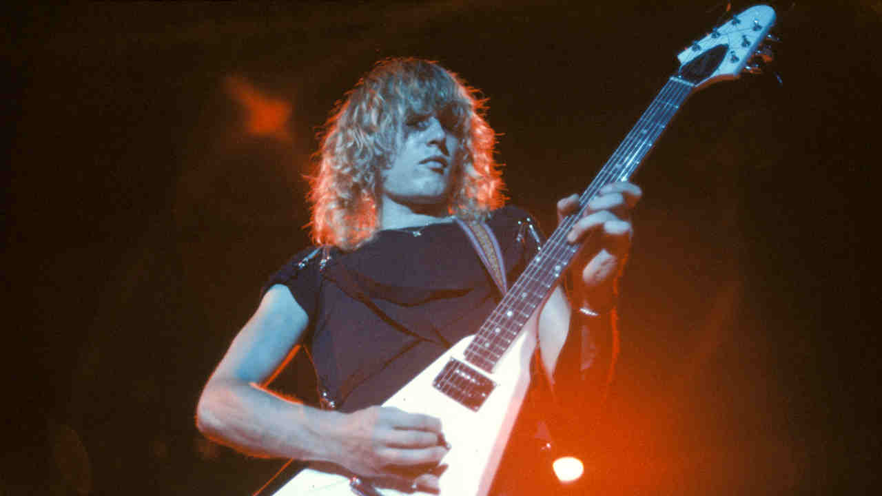UFO’s Michael Schenker performing onstage in the 1970s