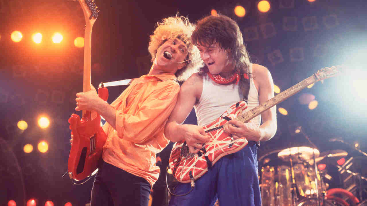 Van Halen&amp;rsquo;s Sammy Hagar and Eddie Van Halen performing onstage in 1986