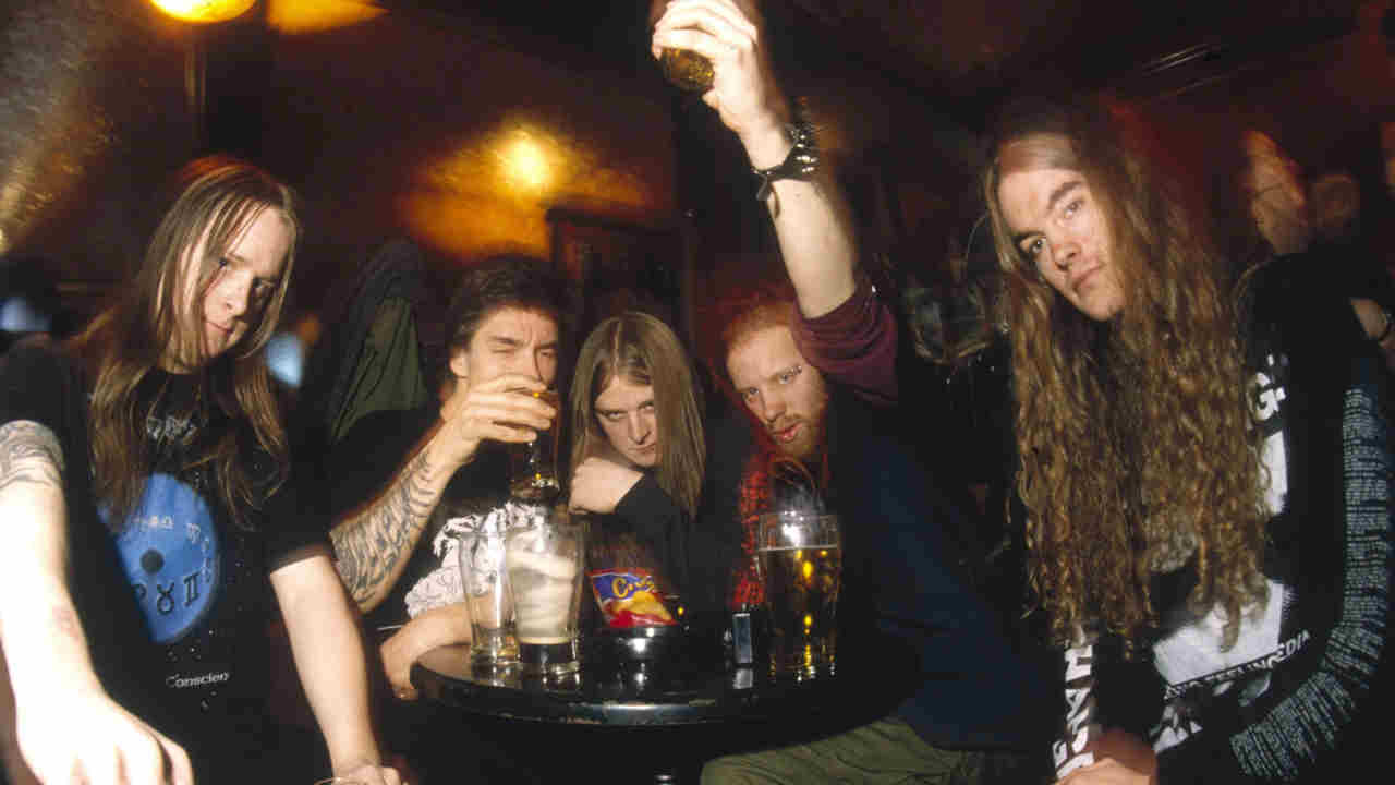 At The Gates posing for a photograph in the 1990s