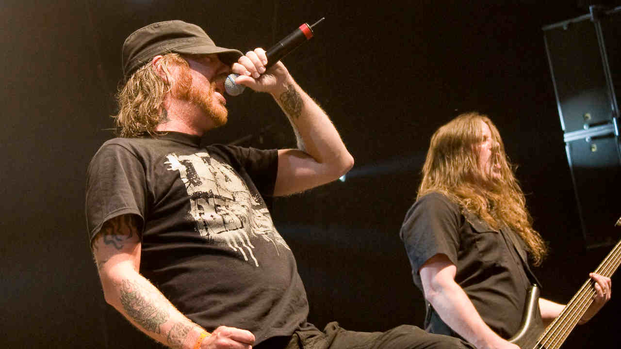 At The Gates performing onstage in 2008