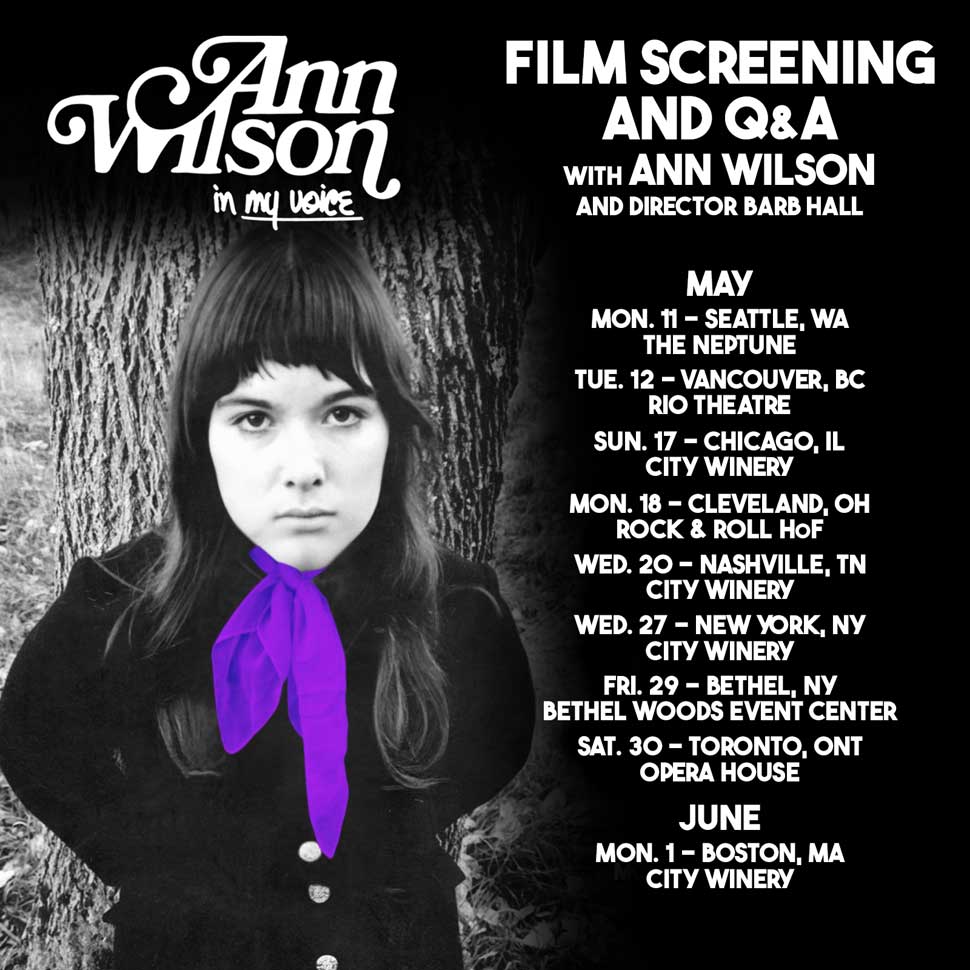 Ann Wilson: In My Voice screening tour poster