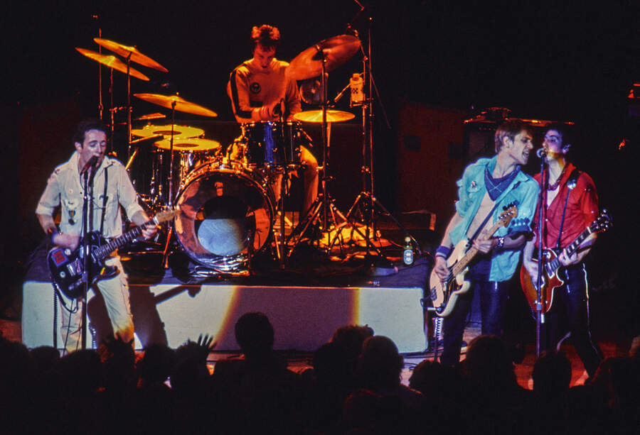 The Clash perform at the Berkeley Community Theater on February 7, 1979 in Berkeley, California