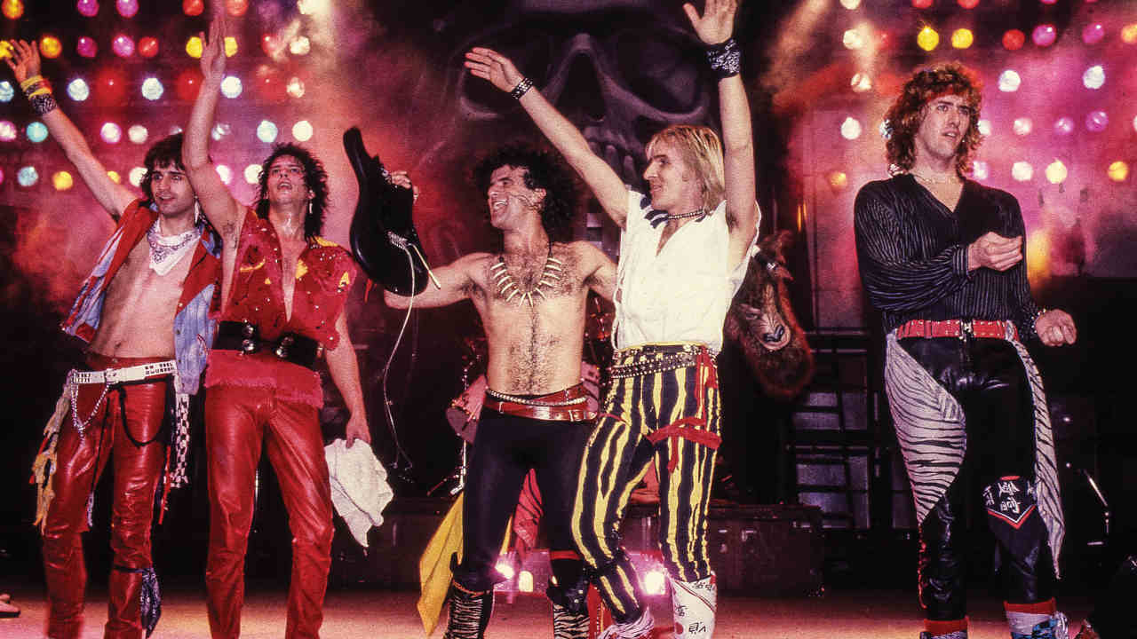Krokus taking their bows at the end of a gig in the 1980s