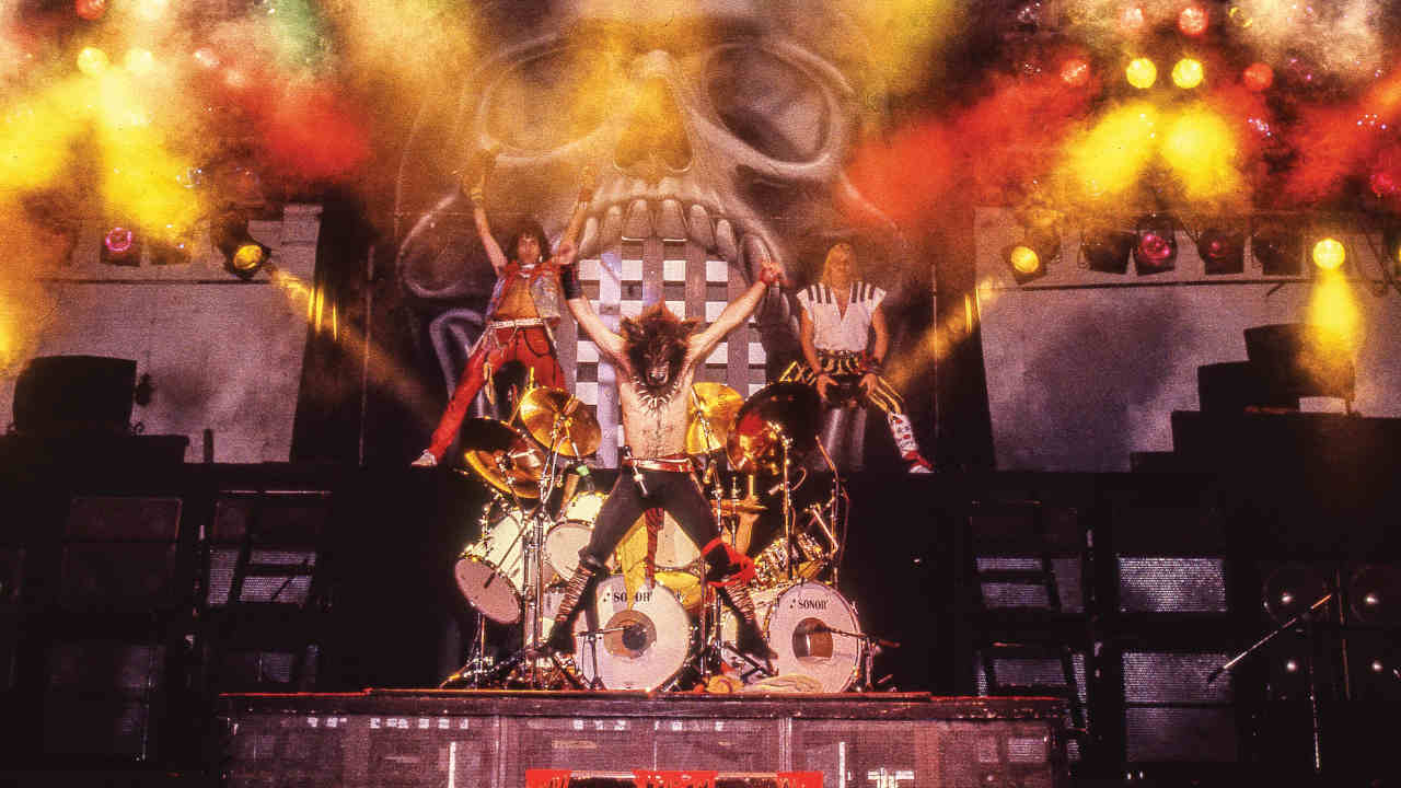 Krokus performing onstage in the 1980s