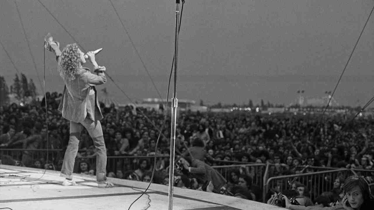 The Who&amp;rsquo;s Roger Daltrey performing live in the early 1970s