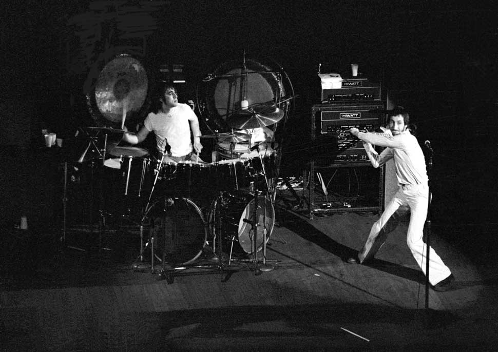 Pete Townshend smashing a guitar onstage