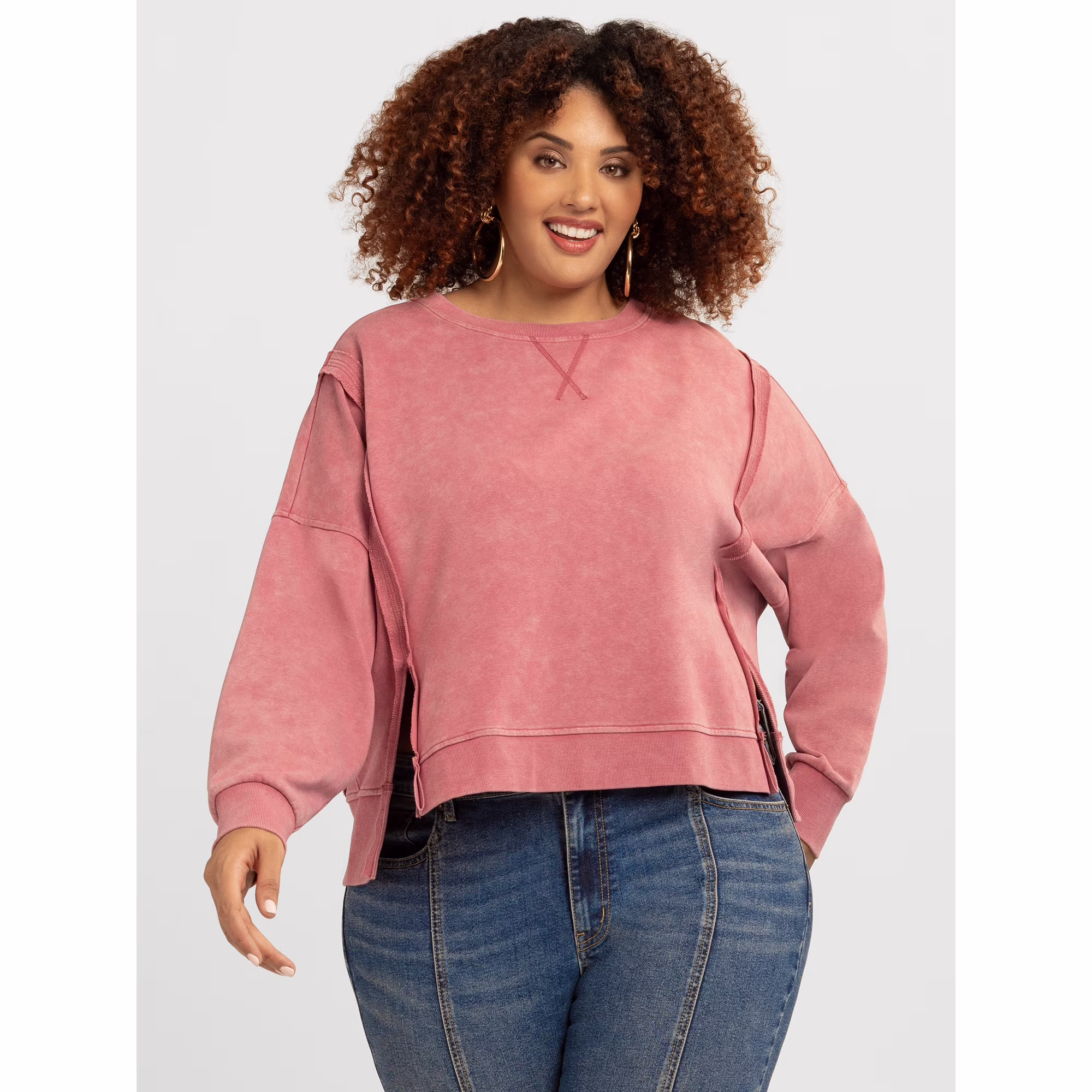 Jessica Simpson Philomenia Knit Denim Pullover Top available now on Walmart
