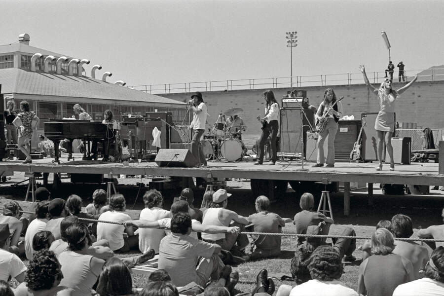 The Frankie Miller Band onstage at San Quentin