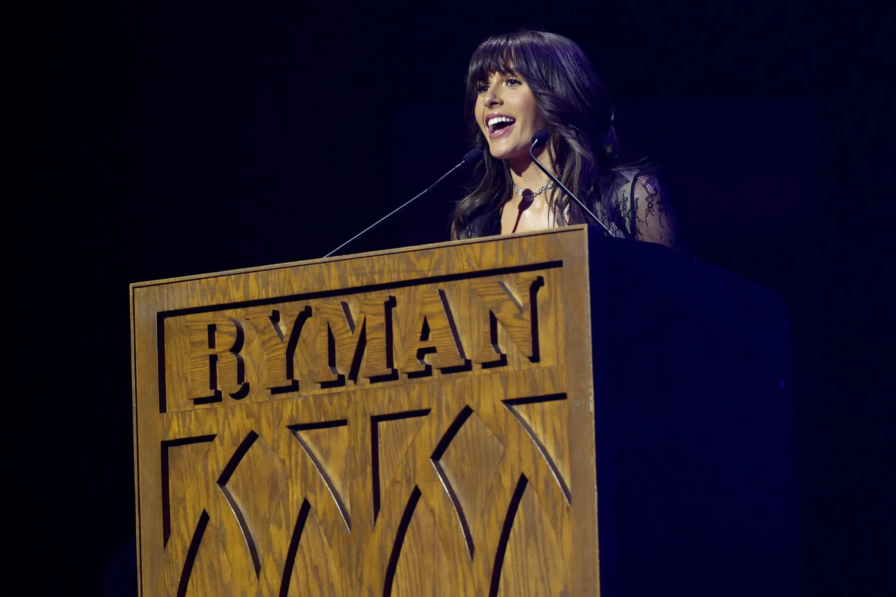 In Canada: Nashville’s Grand Ole Opry to Celebrate 50th Anniversary of Canadian Country Music Association 5 Ella Langley speaks onstage at the 9th Annual Nashville Songwriter Awards at Ryman Auditorium on September 22, 2026 in Nashville, Tennessee.
