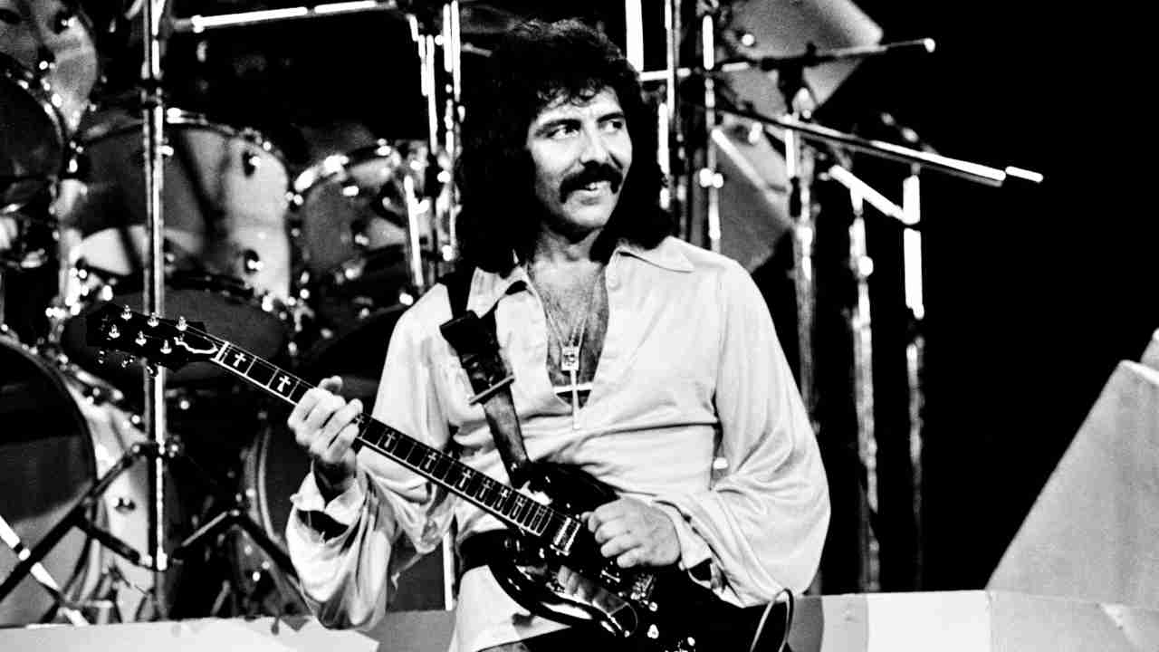 Tony Iommi performing onstage in the 1970s