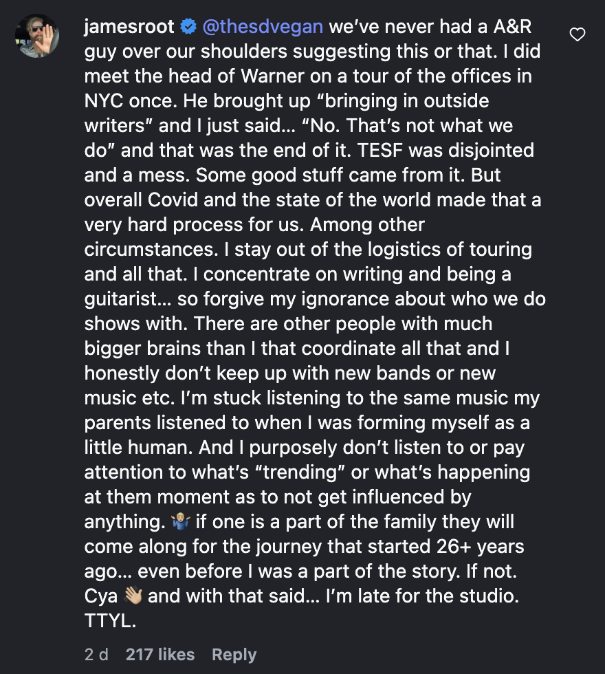 A screenshot of an Instagram comment